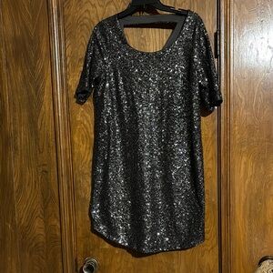 Torrid Black Sequin Midi Dress